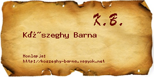 Kőszeghy Barna névjegykártya