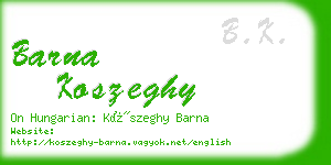 barna koszeghy business card